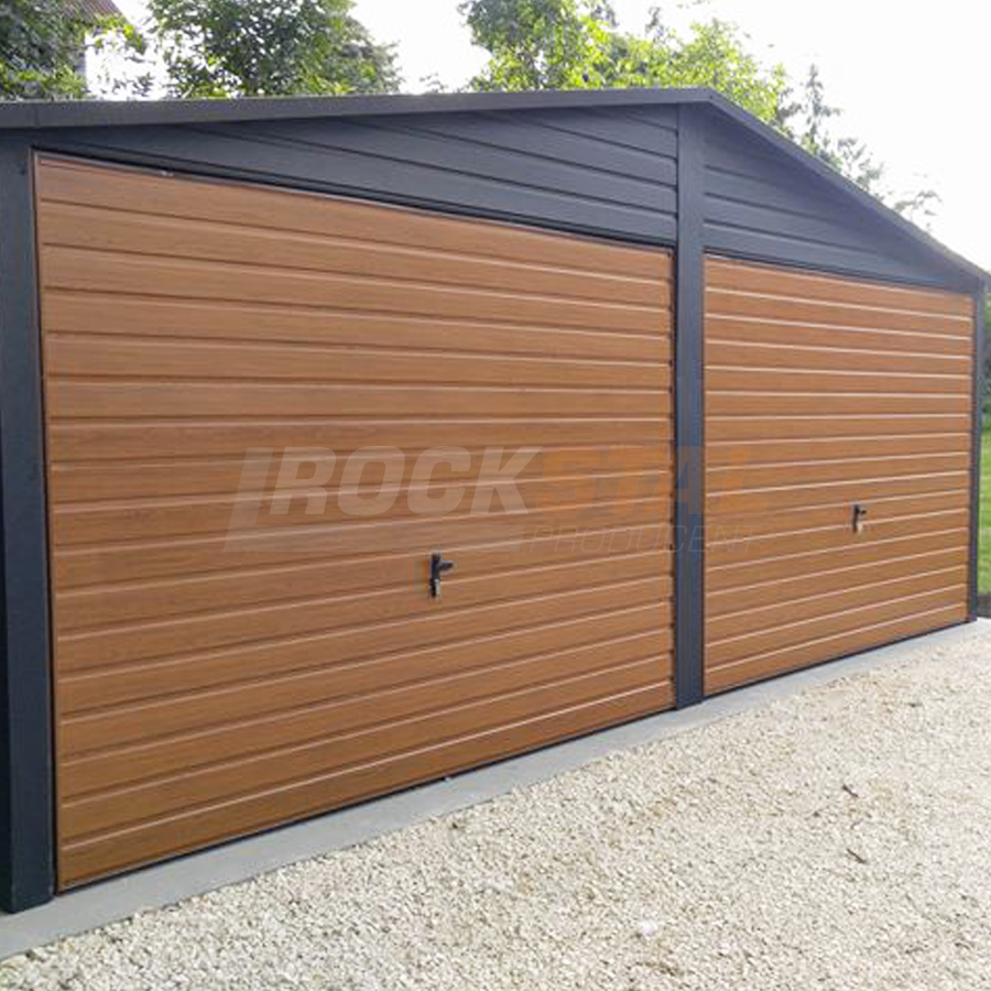 Garaż blaszany 6x6 m - dwa stanowiska - drewnopodobny - obrazek 2