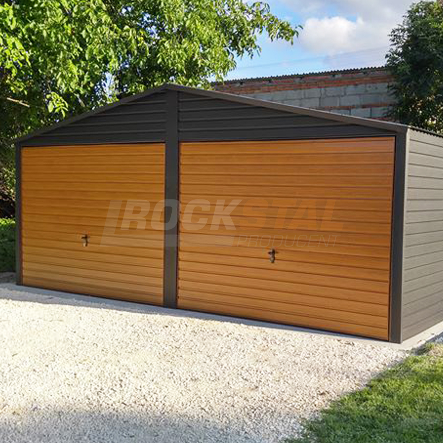 Garaż blaszany 6x6 m - dwa stanowiska - drewnopodobny - obrazek 3