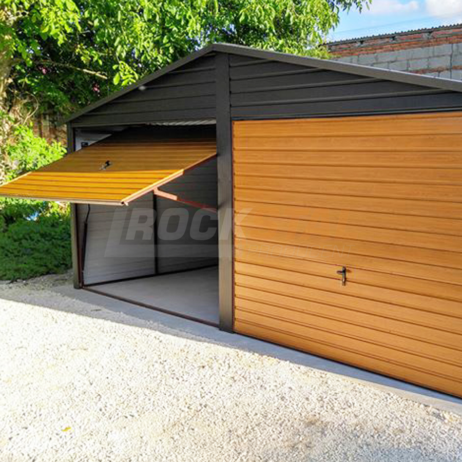 Garaż blaszany 6x6 m - dwa stanowiska - drewnopodobny - obrazek 4