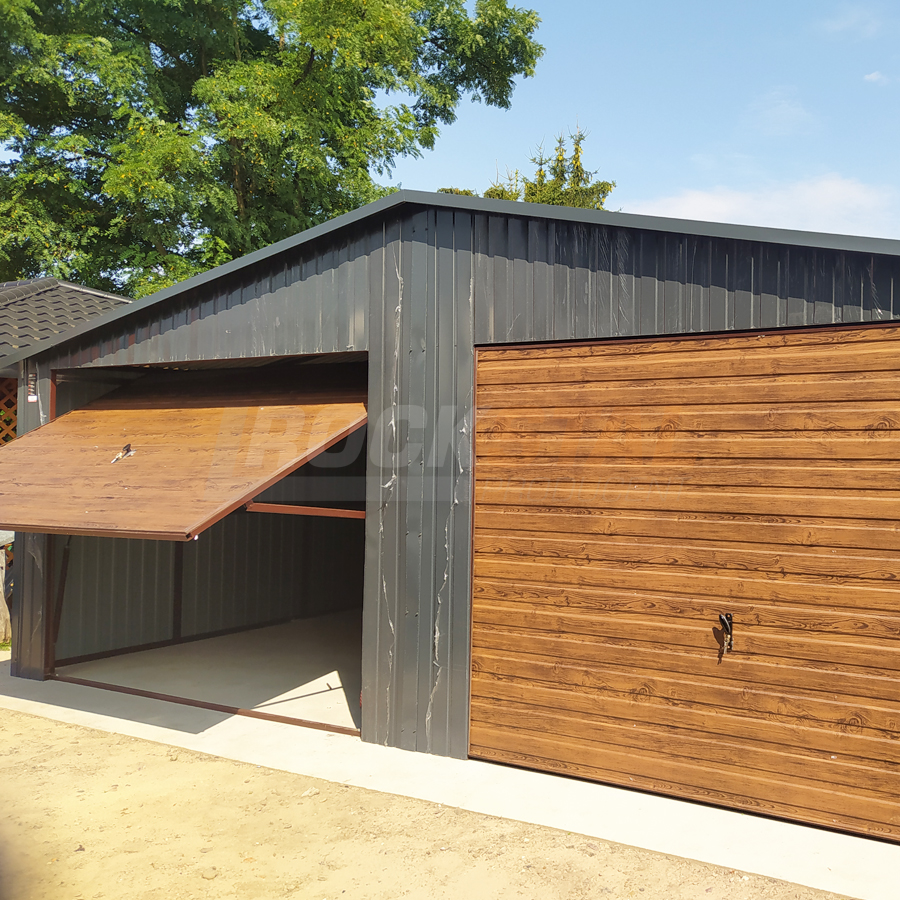 Garaż blaszany 7x6 - drewnopodobny