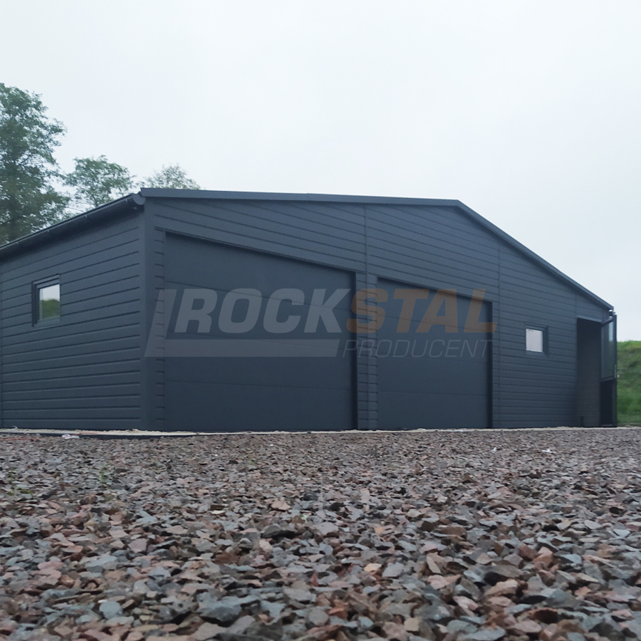 Duży garaż blaszany 10x8m - antracyt, bramy uchylne, dodatkowe drzwi i okno + blachodachówka - obrazek 2
