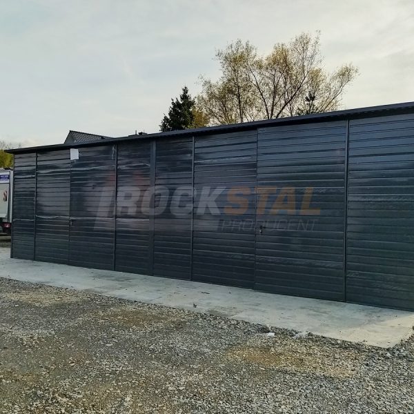 Garaż blaszany antracyt 7x5m + drzwi dwuskrzydłowe - obrazek 3