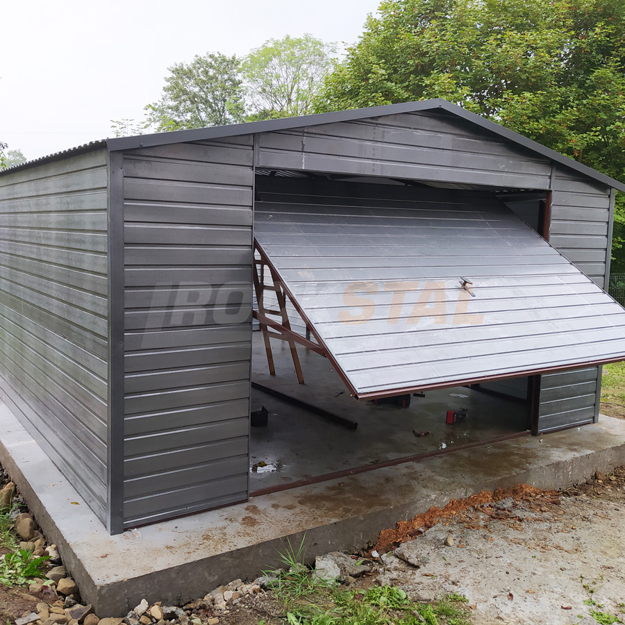 Garaż blaszany 4x5 - antracyt RAL 7016 MAT - obrazek 3