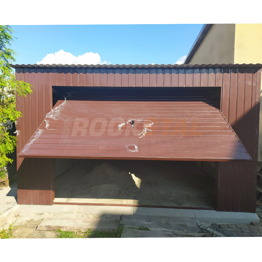 Garaż blaszany 4x6 m w kolorze RAL 8017 połysk - obrazek 3