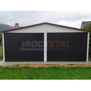 Garaż blaszany 6x6 m + 2 bramy uchylne