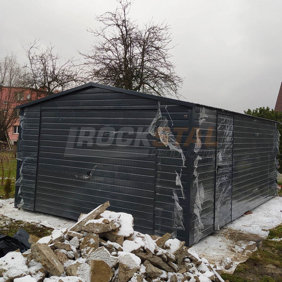 Garaż blaszany 5x6 m - kolor RAL 7016 MAT + dodatkowe drzwi boczne - obrazek 2