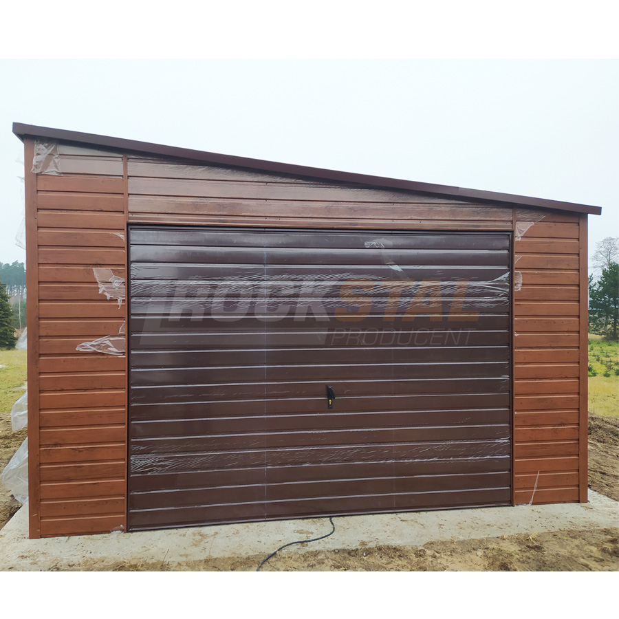 Garaż blaszany drewnopodobny 4x6 m + brama uchylna