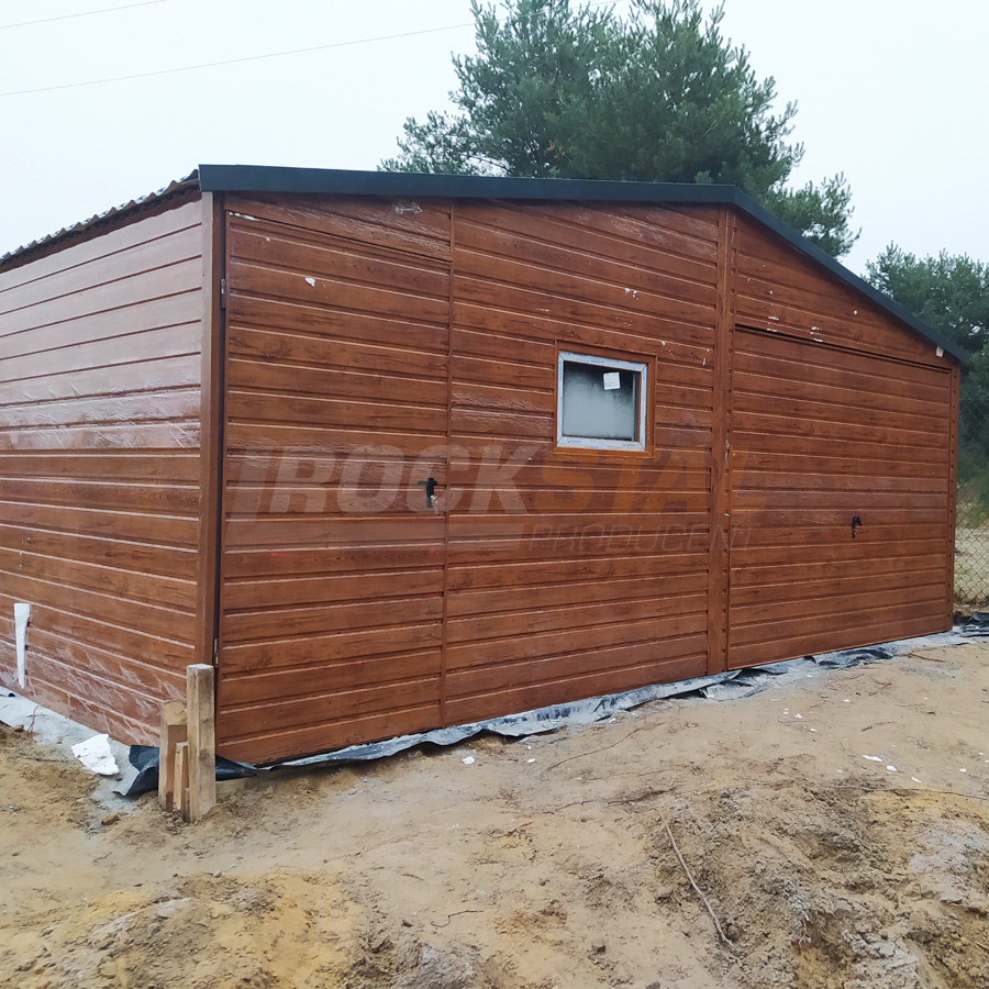 Garaż blaszany drewnopodobny 6x6 + dodatkowe okno oraz drzwi - obrazek 2