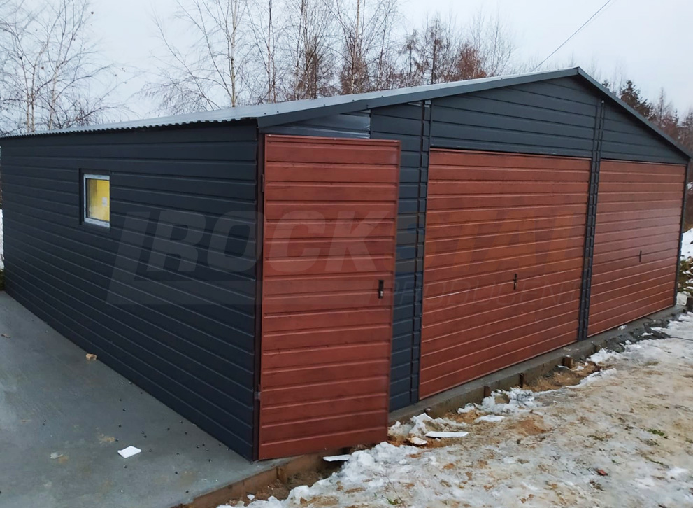 Garaż blaszany 8x6 m - kolor RAL 7016 MAT