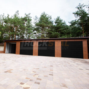 Garaż blaszany 16x6,5 m + cztery bramy segmentowe antracyt