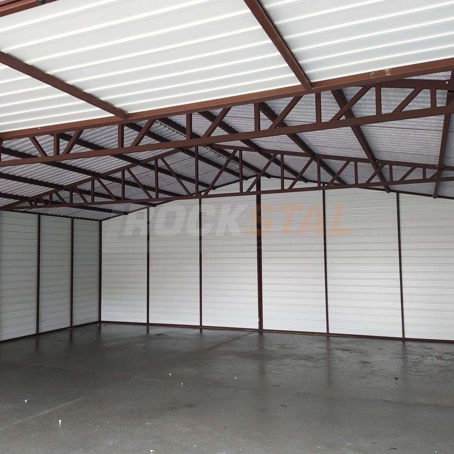 Garaż blaszany 6x6 m + dwie bramy uchylne drewnopodobne - obrazek 4