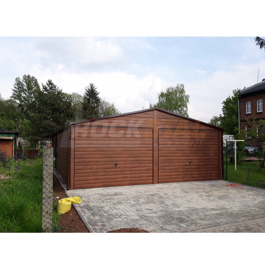 Garaż blaszany drewnopodobny 6x6 m