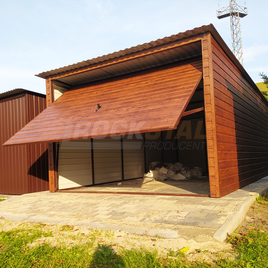 Drewnopodobny garaż w kolorze złoty dąb - 3x5 m + brama uchylna - obrazek 2